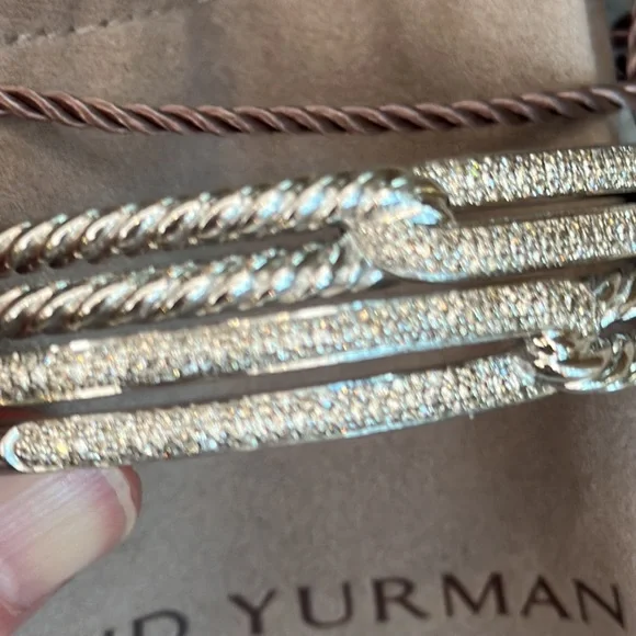 David Yurman 4 row crossover bracelet with diamonds. - Picture 2 of 5